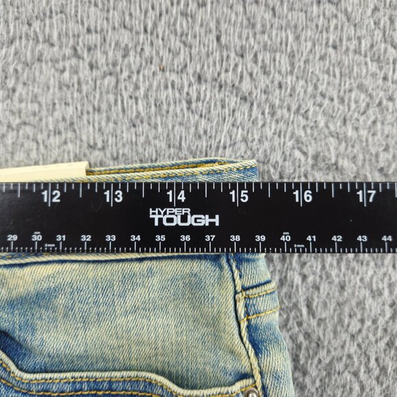 mnml M5 Stretch Denim Jeans Mens 28 Blue Ankle Zip Tapered Skinny Distressed - Picture 7 of 15